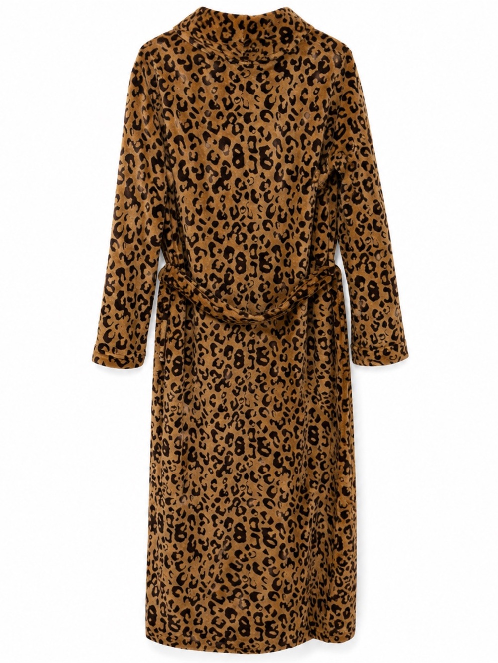 UGG Marlow Leopard Plush Fleece Shawl Collar Robe Belted Women’s Medium - Picture 2 of 6